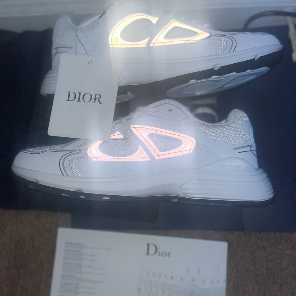 Dior Reflective White Athletic Shoes
